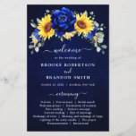 Royal Blue Rustic Sunflower Modern Wedding Program<br><div class="desc">Elegant and modern rustic country wedding program features bright yellow sunflower,  Royal blue peonies ,  baby’s breath,  gypsophila floral frame / wreath with eucalyptus leaves. Please find more matching designs and variations from my "blissweddingpaperie" store. And feel free to contact me for further customization or matching items.</div>