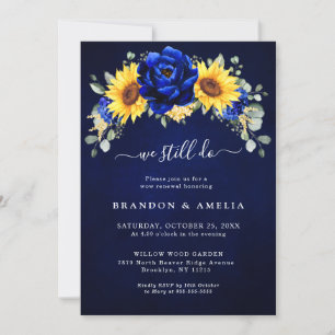 Royal Blue Rustic Sunflower We still do Invitation