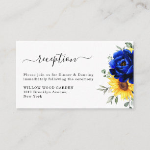 Royal Blue Rustic Sunflower Wedding Reception Enclosure Card