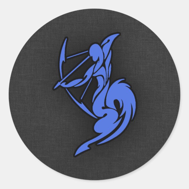 Royal Blue Sagittarius Classic Round Sticker (Front)