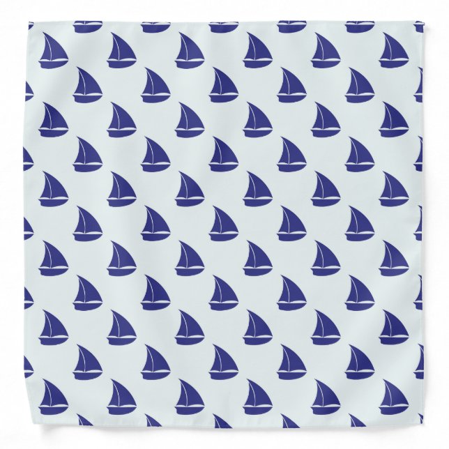Royal Blue Sailboat Pattern Bandana (Front)