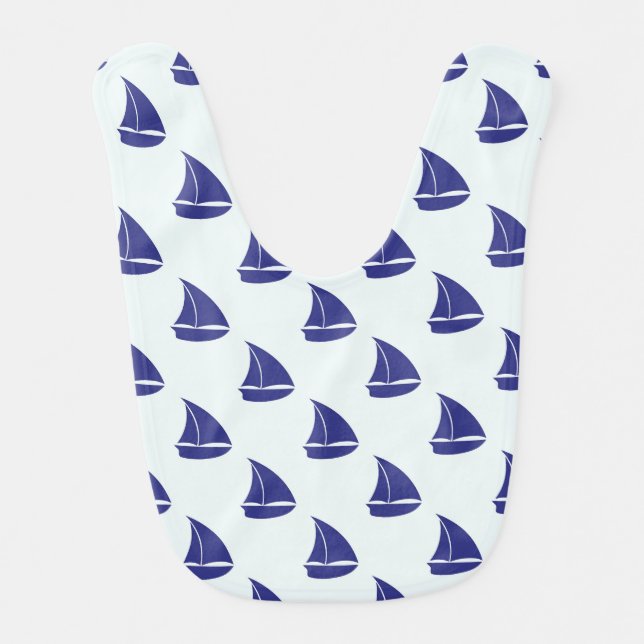 Royal Blue Sailboat Pattern Bib (Front)