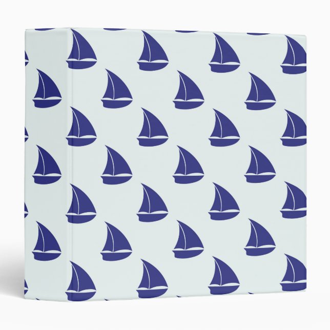 Royal Blue Sailboat Pattern Binder (Front/Spine)