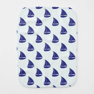 Royal Blue Sailboat Pattern Burp Cloth
