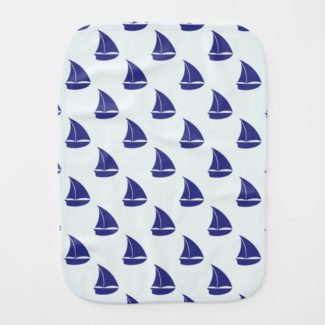 Royal Blue Sailboat Pattern Burp Cloth (Front)
