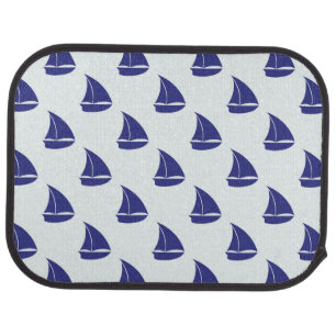 Royal Blue Sailboat Pattern Car Mat