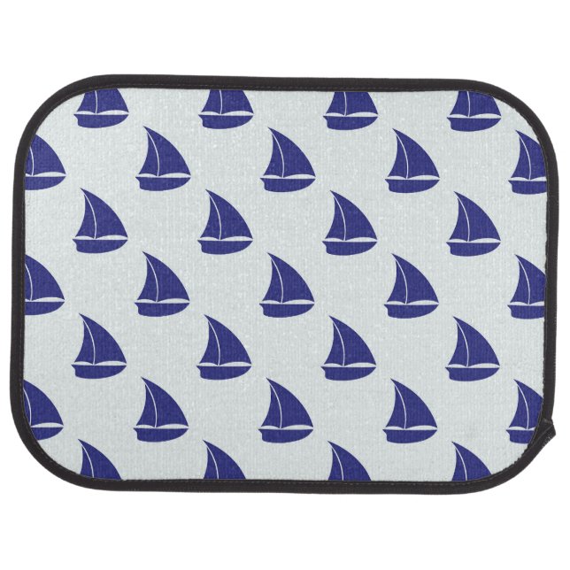 Royal Blue Sailboat Pattern Car Mat (Rear)