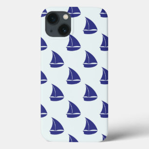Royal Blue Sailboat Pattern iPhone 13 Case