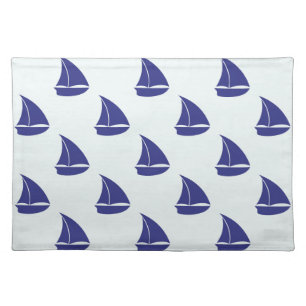Royal Blue Sailboat Pattern Cloth Placemat