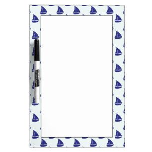 Royal Blue Sailboat Pattern Dry-Erase Board
