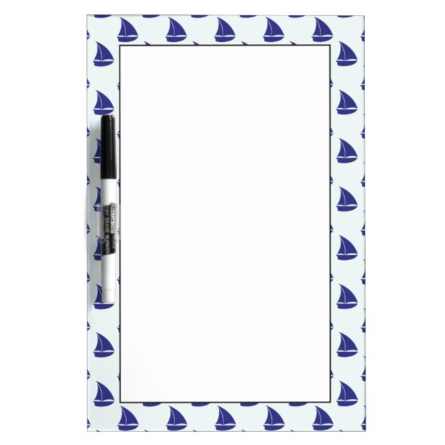 Royal Blue Sailboat Pattern Dry-Erase Board (Front)