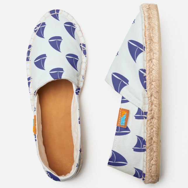 Royal Blue Sailboat Pattern Espadrilles (Side)
