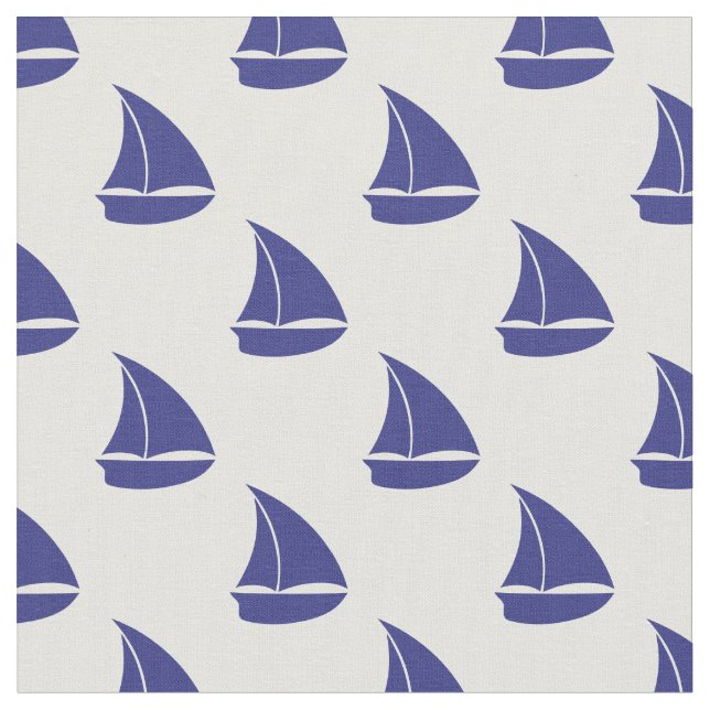 Royal Blue Sailboat Pattern Fabric (Close Up)