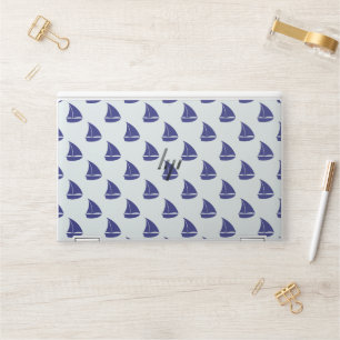 Royal Blue Sailboat Pattern HP Laptop Skin