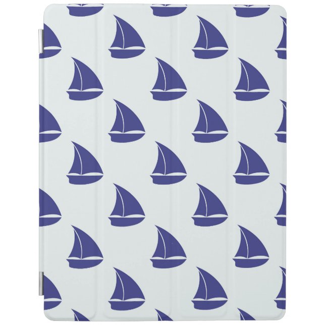 Royal Blue Sailboat Pattern iPad Smart Cover (Front)