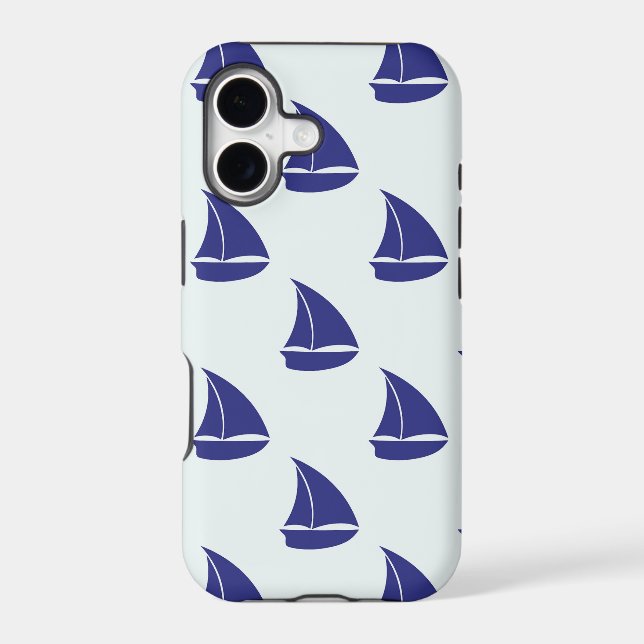 Royal Blue Sailboat Pattern Iphone Case (Back)