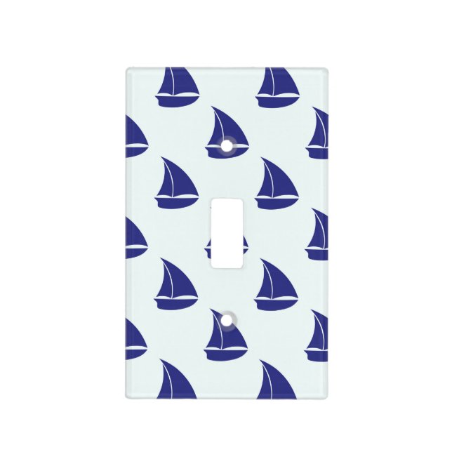 Royal Blue Sailboat Pattern Light Switch Cover (Front)