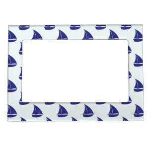 Royal Blue Sailboat Pattern Magnetic Photo Frame