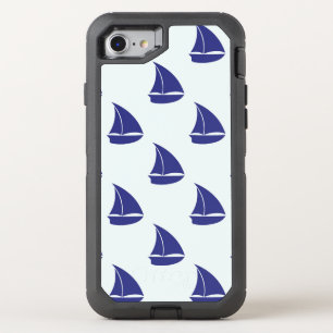 Royal Blue Sailboat Pattern OtterBox Defender iPhone SE/8/7 Case