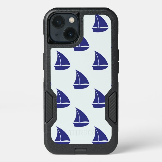 Royal Blue Sailboat Pattern Otterbox iPhone Case (Back)
