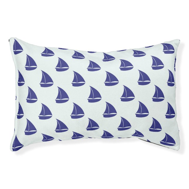 Royal Blue Sailboat Pattern Pet Bed (Front)