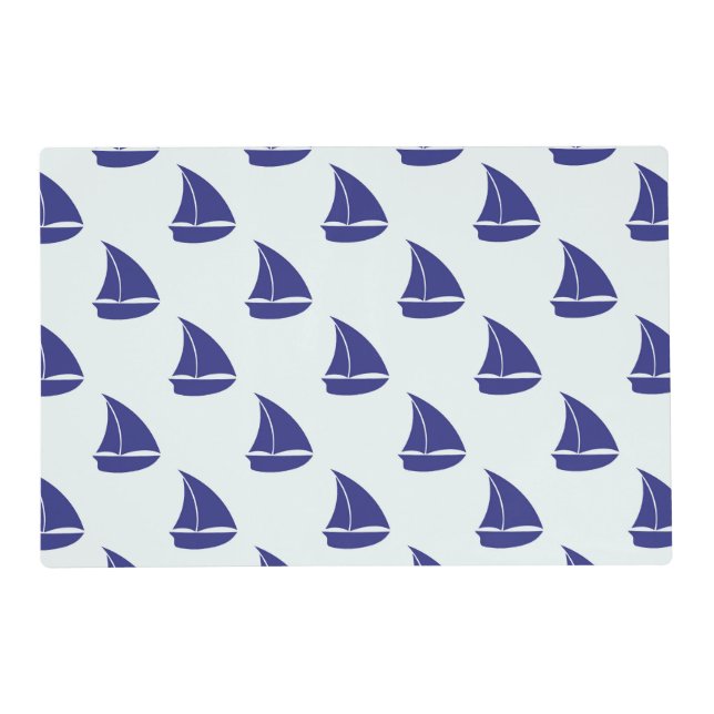 Royal Blue Sailboat Pattern Placemat (Front)