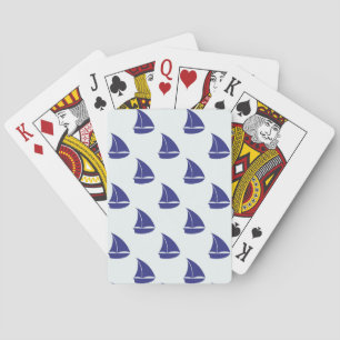 Royal Blue Sailboat Pattern Poker Cards