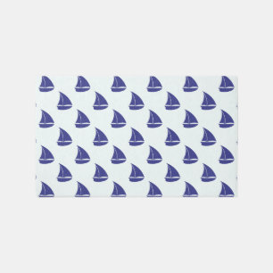 Royal Blue Sailboat Pattern Rug