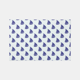 Royal Blue Sailboat Pattern Rug