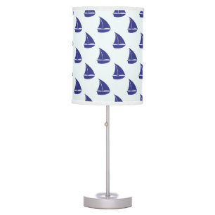 Royal Blue Sailboat Pattern Table Lamp