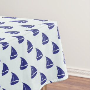 Royal Blue Sailboat Pattern Tablecloth