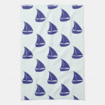 Royal Blue Sailboat Pattern Towel
