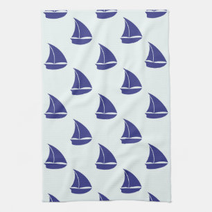 Royal Blue Sailboat Pattern Towel
