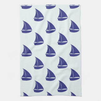 Royal Blue Sailboat Pattern Towel