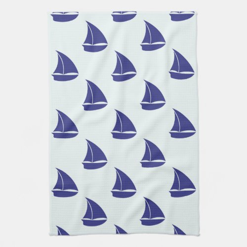 Royal Blue Sailboat Pattern Towel