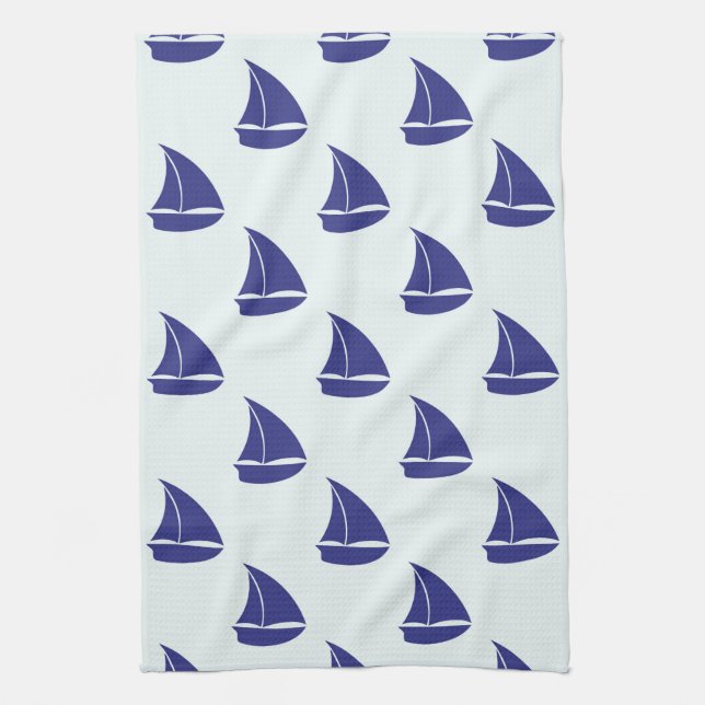 Royal Blue Sailboat Pattern Towel (Vertical)