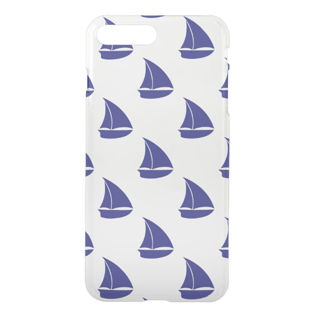 Royal Blue Sailboat Pattern Uncommon iPhone Case (Back)