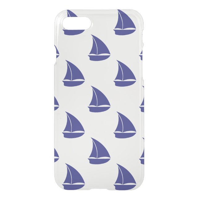 Royal Blue Sailboat Pattern Uncommon iPhone Case (Back)