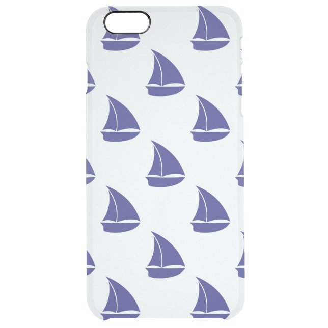 Royal Blue Sailboat Pattern Uncommon iPhone Case (Back)