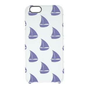 Royal Blue Sailboat Pattern Clear iPhone 6/6S Case