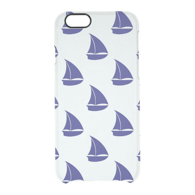 Royal Blue Sailboat Pattern Uncommon iPhone Case (Back)