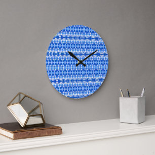 Royal Blue Sapphire and White Geometric Large Clock