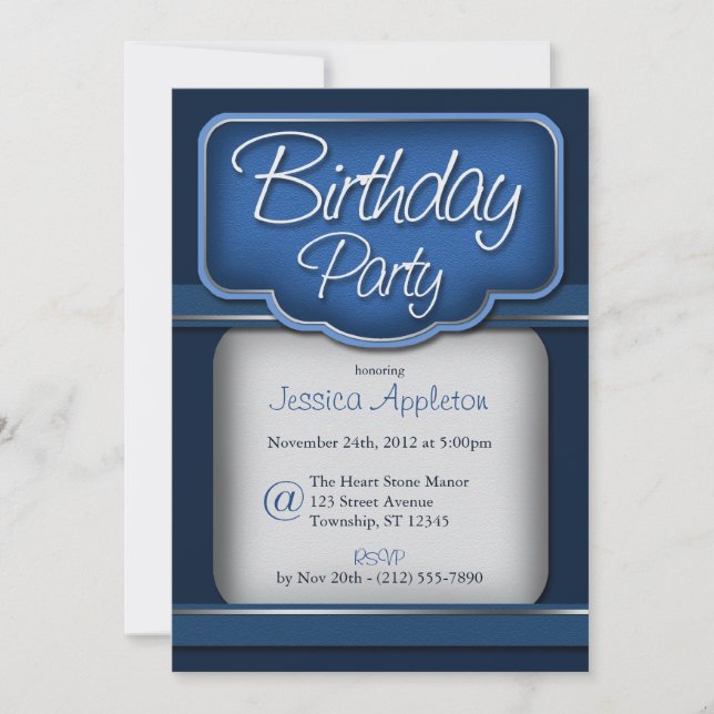 Royal Blue Sapphire : Birthday Party Invitations (Front)