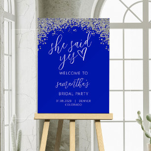 Royal Blue Script Bridal Shower Welcome Sign