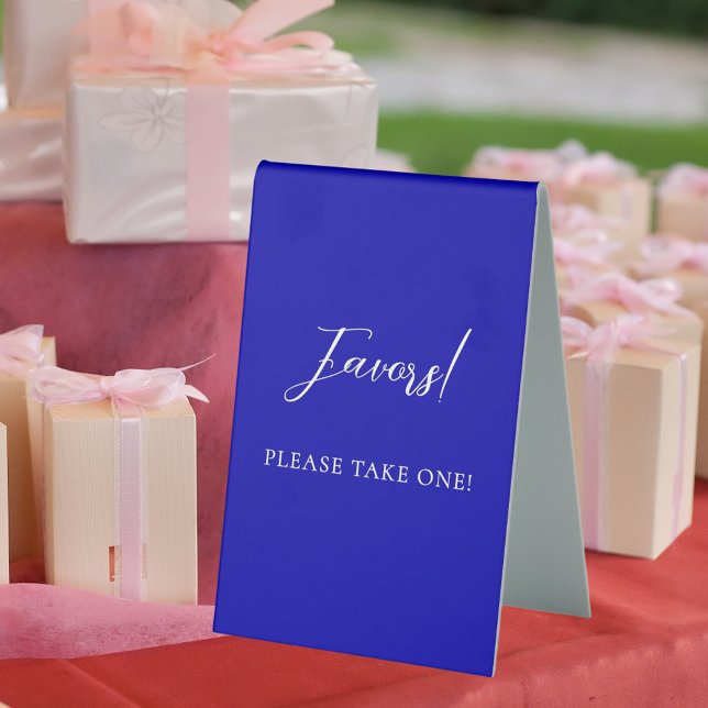 Royal blue script favor sign (Creator Uploaded)