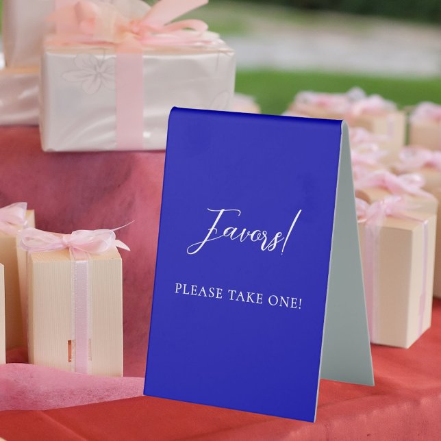 Royal blue script favor sign (Creator Uploaded)