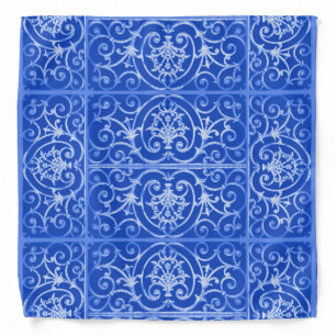 Royal blue scrollwork pattern bandana