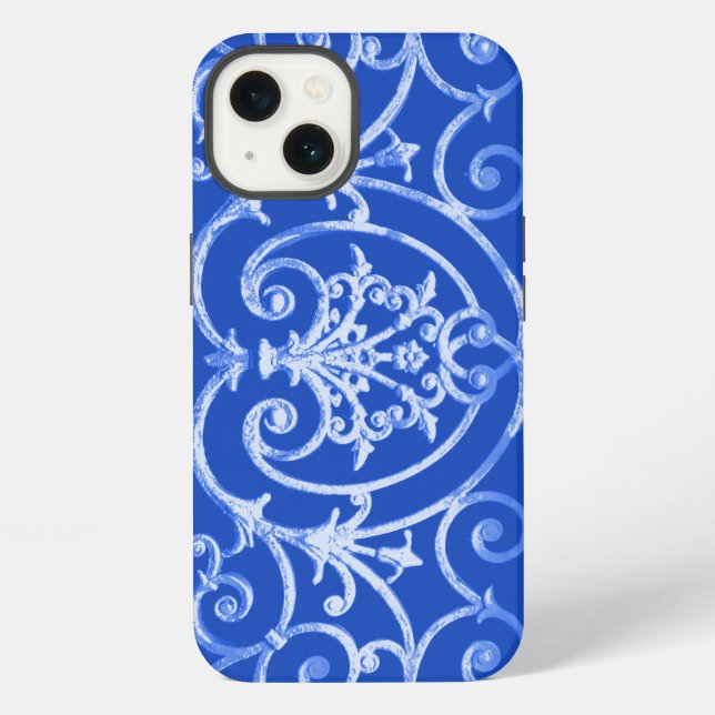 Royal blue scrollwork pattern Case-Mate iPhone cas Case (Back)