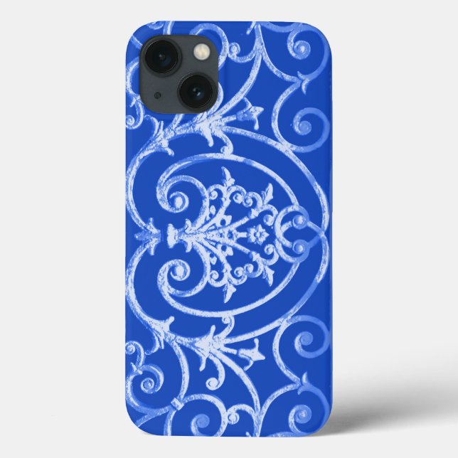 Royal blue scrollwork pattern Case-Mate iPhone cas Case-Mate iPhone Case (Back)