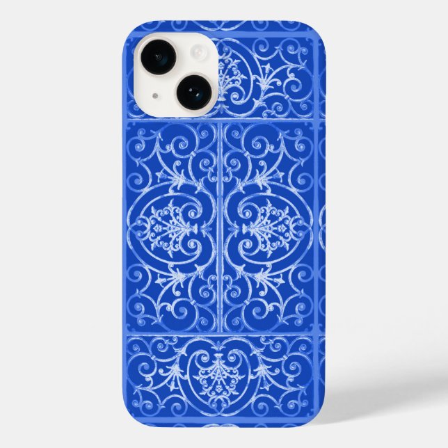 Royal blue scrollwork pattern Case-Mate iPhone case (Back)